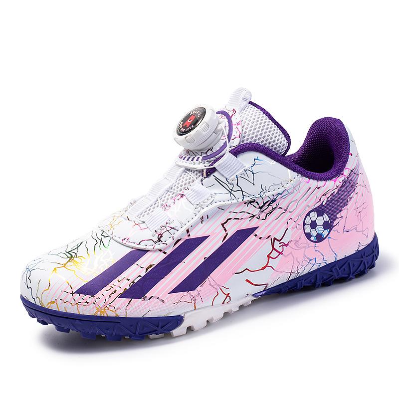 Children's Football Shoes Rotating Button Boys Professional Training Practical Shoes Girls Breathable Non-slip Football Shoes