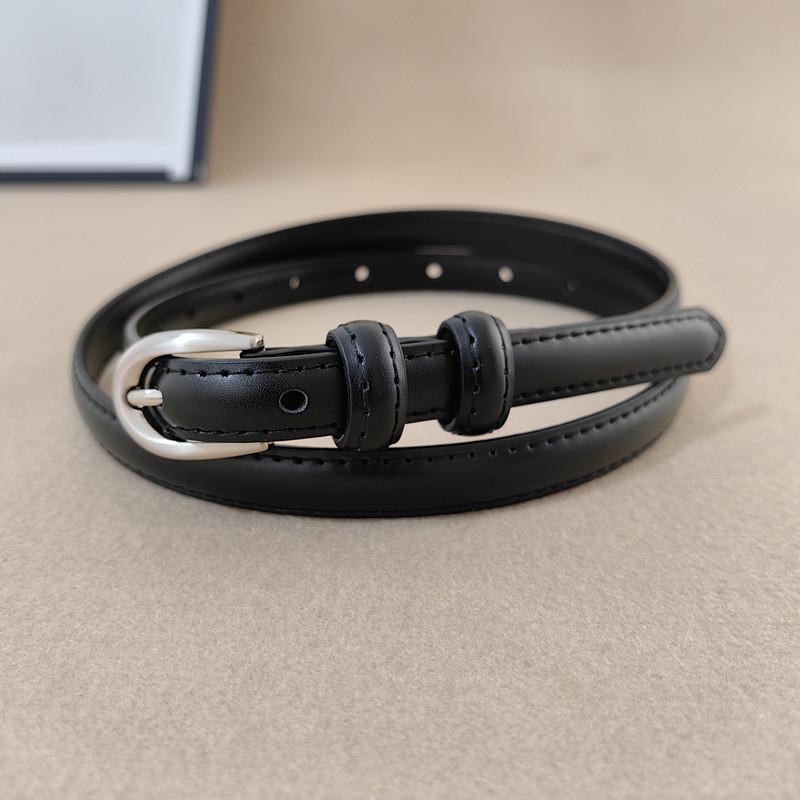 Minimalist Genuine Leather Belt With Alloy Pin Buckle For Jeans Styling