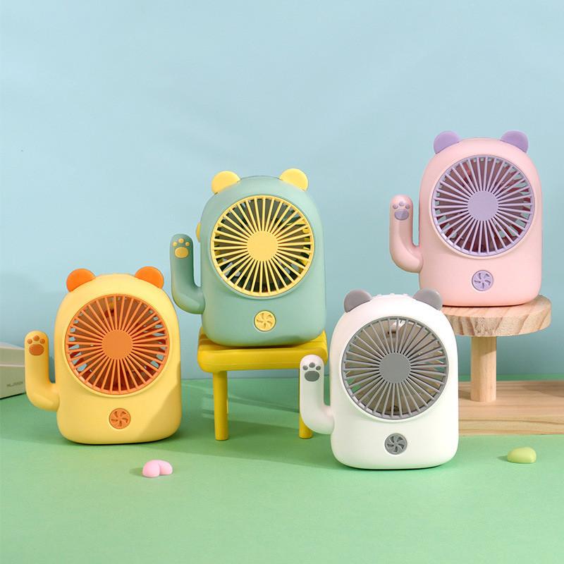 Niedlicher Cartoon-Katzen-Mini-Ventilator, USB-wiederaufladbar, tragbarer Schreibtisch-Handventilator