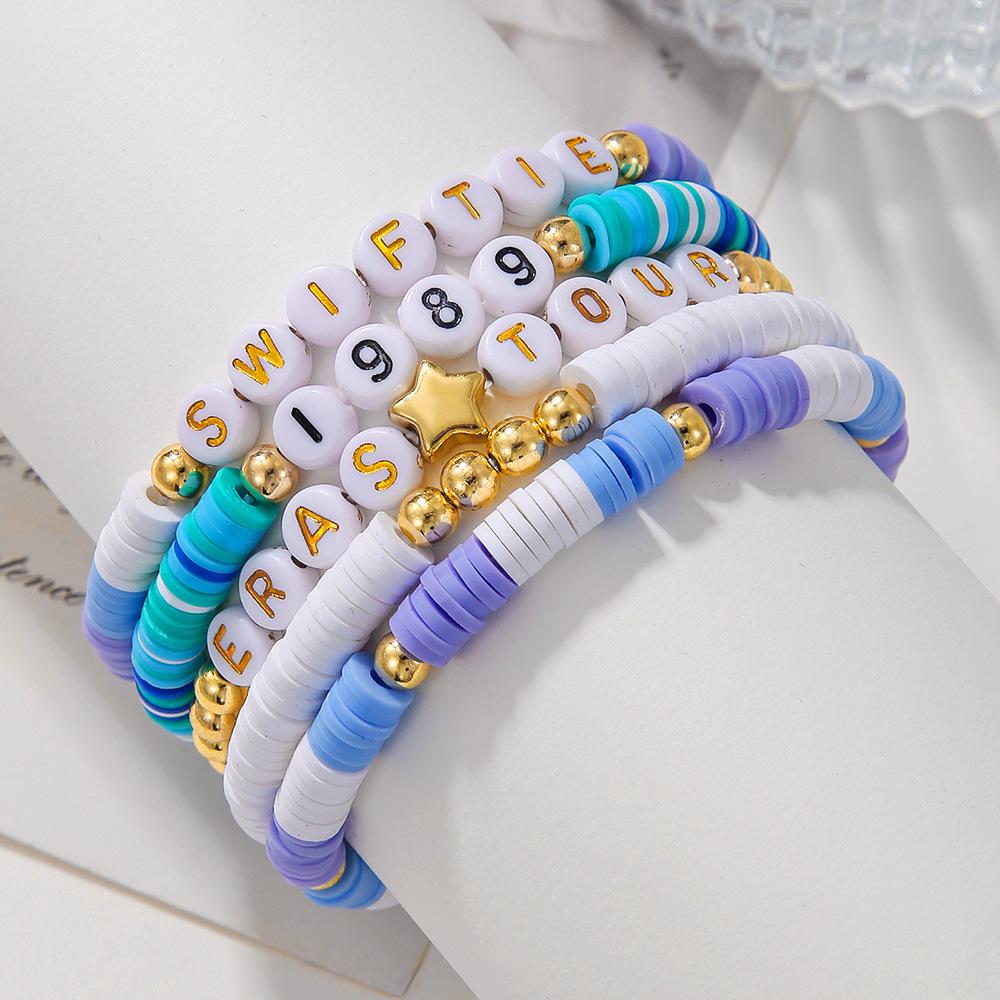 Europäisches und Amerikanisches Retro Polymer Clay Smiley Gesicht Perlenarmband für Damen