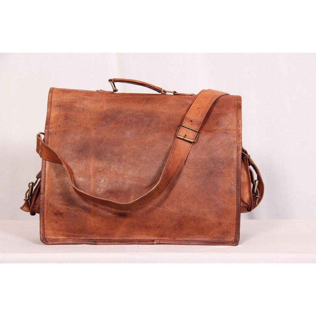 Men's Real Leather Vintage Laptop Messenger Handmade Briefcase Bag Satchel