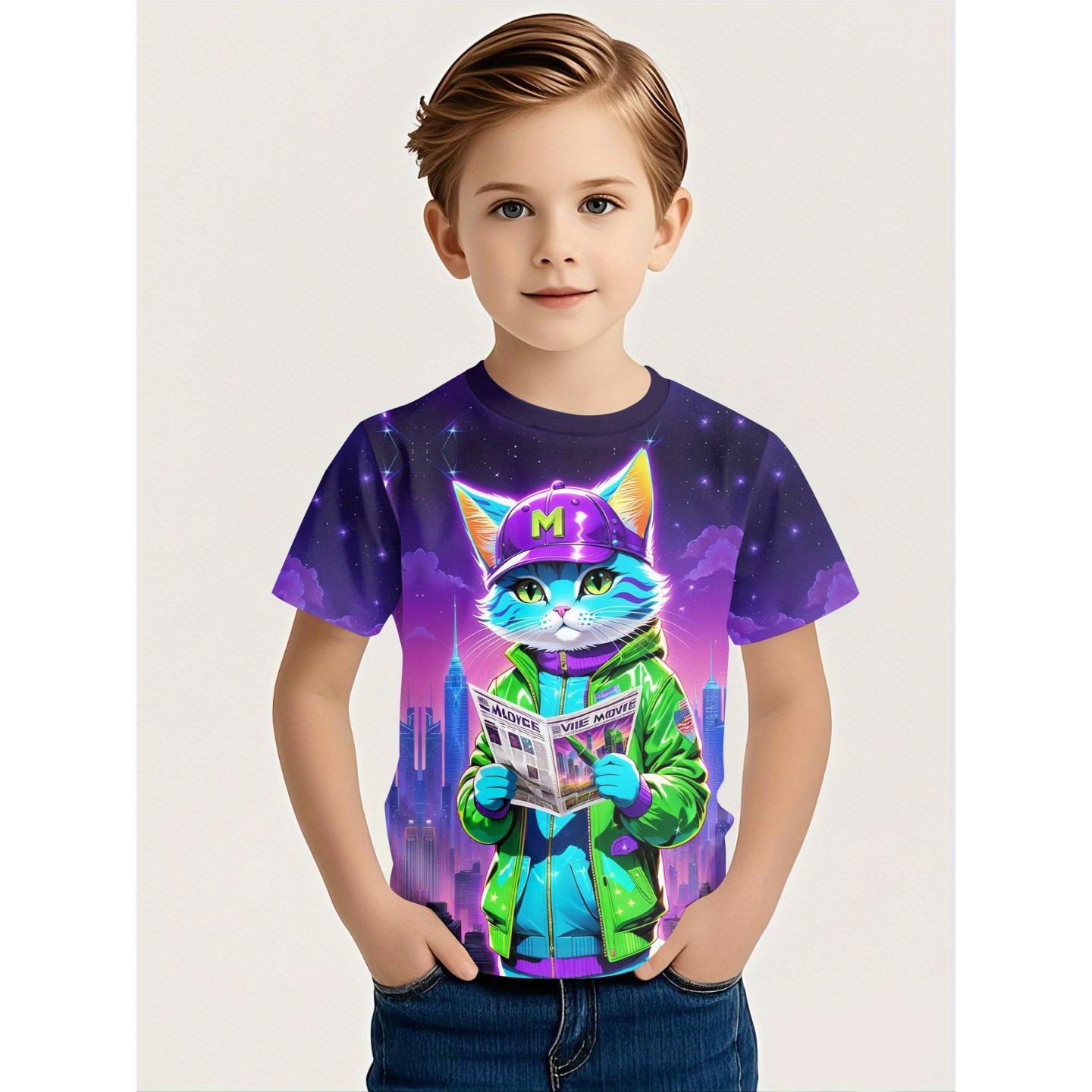

Summer Round Neck Cute Animal Pattern 3D Printed Top Fashionable Casual Short Sleeved Children s Boy T-shirts 170