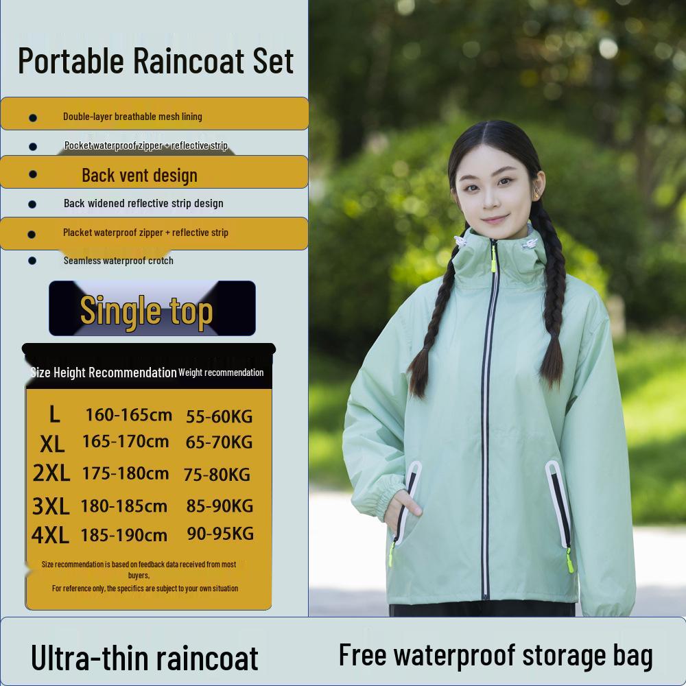 Unisex Full-Body Rainproof Raincoat and Pants Set for Outdoor Activities