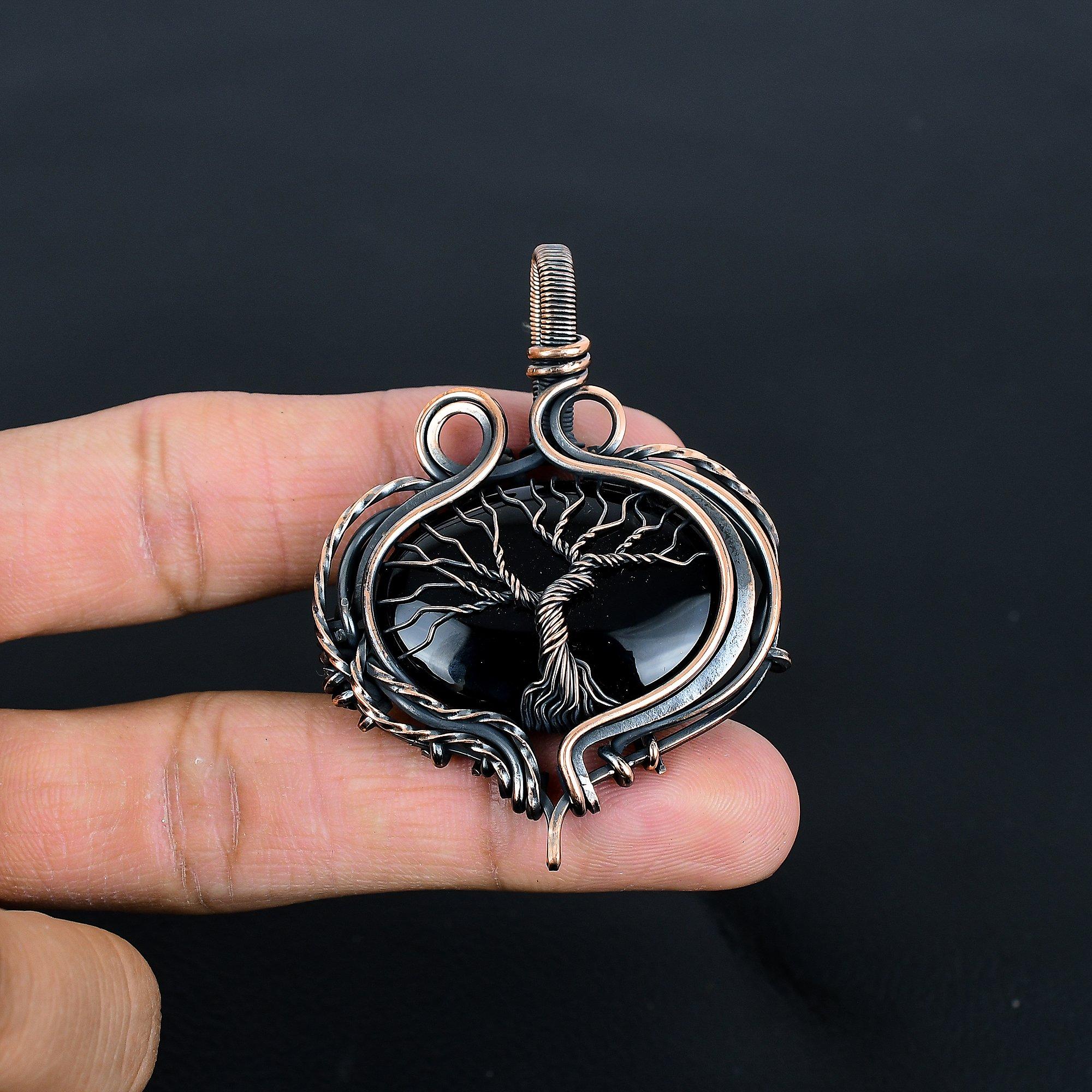 

Подвеска Древо Жизни из черного оникса, обернутая медной проволокой 999 пробы, Ювелирное изделие-подвеска Древо Жизни из драгоценного камня ручной работы, Подарки для жены, Совершенно новая подвеска 2.36 Inches