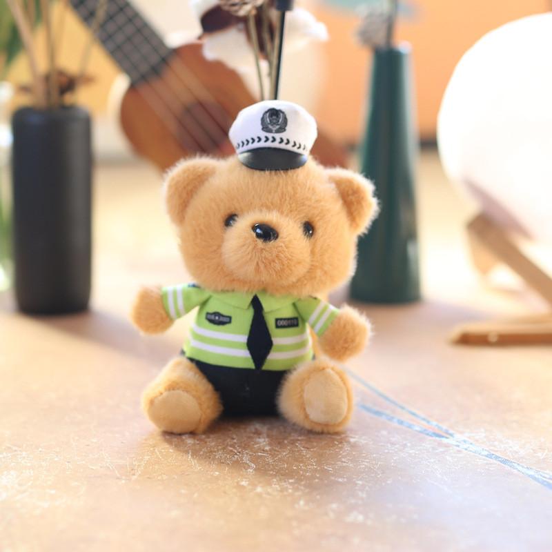 

Fire And Police Fighter Panda Animal Plush Keyring With Short Pile Gifts For Traffic Police Bear