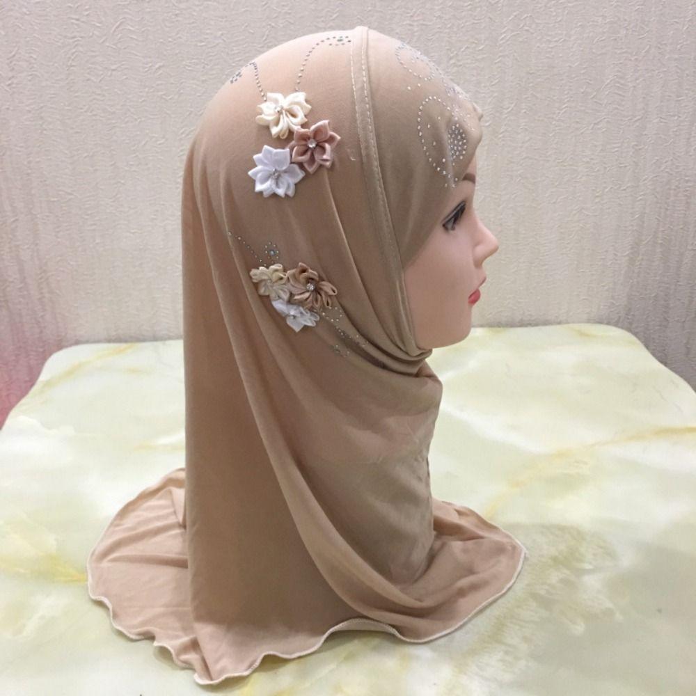Beautiful Flowers Fit Islamic Scarf Head Wrap Girl  Headbands Kids  Headscarf