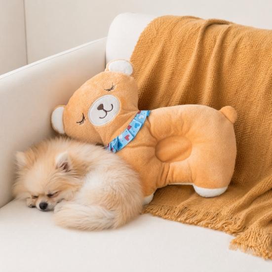 Cartoon Pet Sleeping Pillow, Soft Neck Support Cushion for Small Dogs Cats, Crinkle Sound Toy for Anxiety Relief
