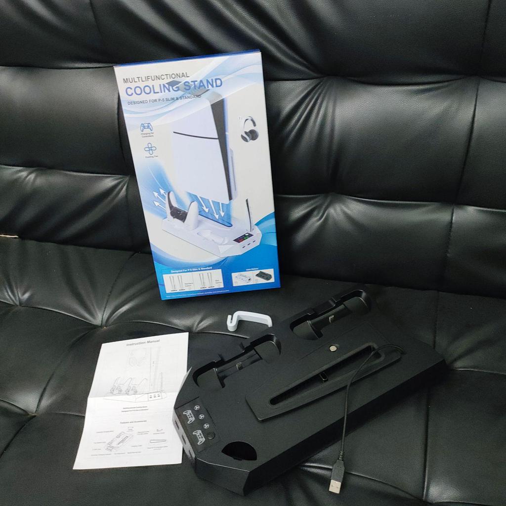 PS5 Pro/Slim Cooling Fan Base & Dual Controller Charging Station