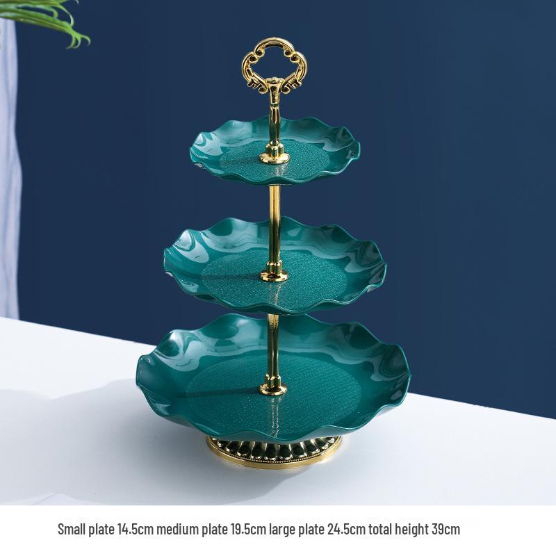 Luxusní vícepatrový stojan na ovoce a občerstvení: Třípatrový držák na dezerty a cukroví do obývacího pokoje