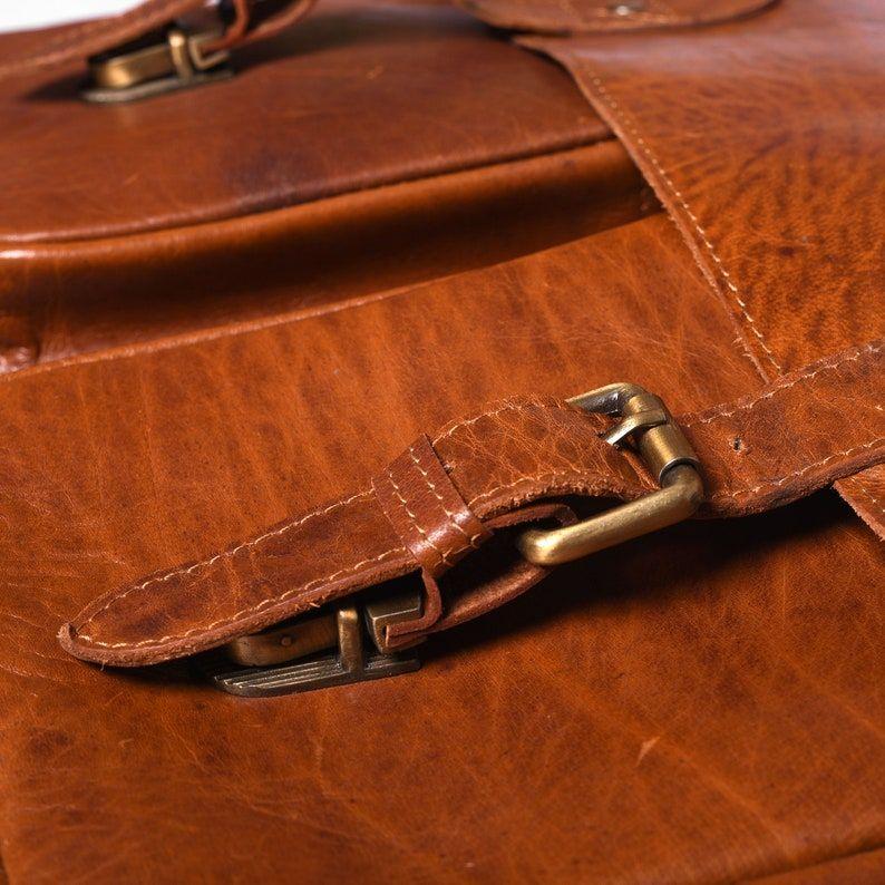 Full Grain Leather Messenger Bag: Laptop Briefcase, Valentines Gift