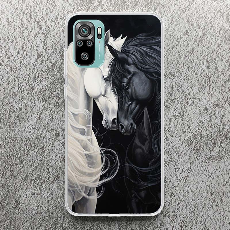 Animal Black Horse Print Soft Case for Xiaomi Redmi Note 14 13 14S 12S 11S Phone Shell 10 Pro Plus 11E 11T 12 11 10S 9 Cover Red