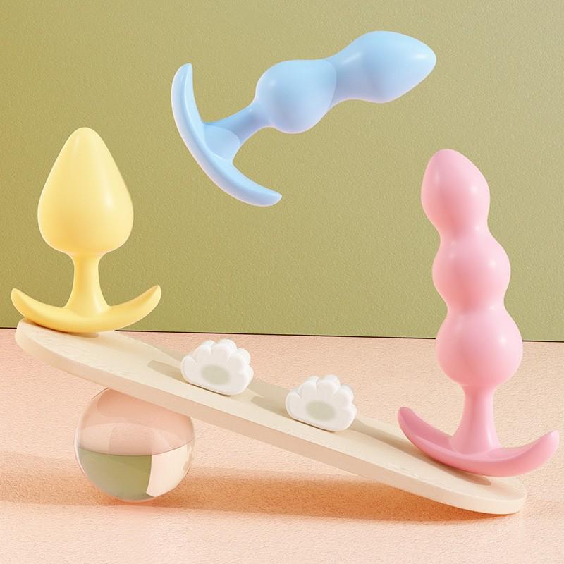 1/3Pcs Silicone Butt Plug Ease-in -Anal Plugs Training Set Expandable Beginner Anales Beads Beginner Soft Silicone Anal Plugs
