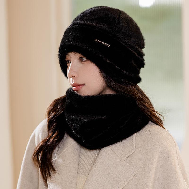 Women's plush thread warm hat autumn and winter wind-proof scarf cover ski knitted cotton hat cycling sports hat