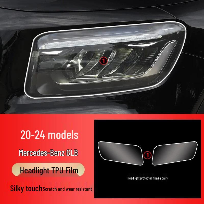 Compatible Interior Films for 25 Mercedes-Benz GLA/GLB Models: Navigation Screen, Gear Shift, and AC Stickers in HD TPU.