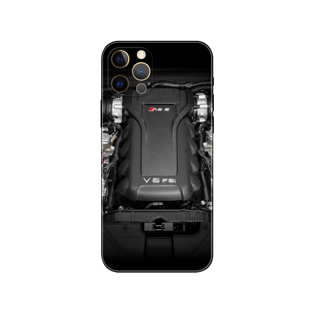 Kryt na telefon s motivem motoru auta pro iPhone 5 5s 2020se 6 6s 7 8 Plus X 10 XR XS 11 12 13 mini pro MAX černý tpu zadní kryt