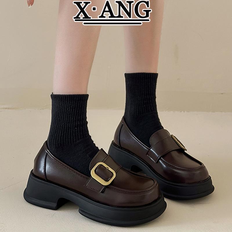 Mary Jane Women's Shoes Platform British Style Small Leather Shoes 2025 Spring New One-pedal Leather Loafers Single Shoes Women