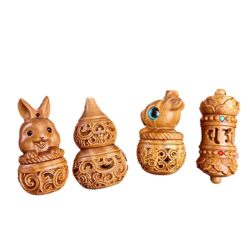 Natural Wood Perfume Bottle Incense Expanding Mini Sandalwood Portable Sealed Jar Pendant Pomander Container Medicine Pill Box
