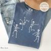 Dancing Skeletons Shirt, Cute Halloween T-shirt, Retro Spooky Season Tee, Comfort Colors Fall Shirt, Minimalist Skeleton Graphic Tee