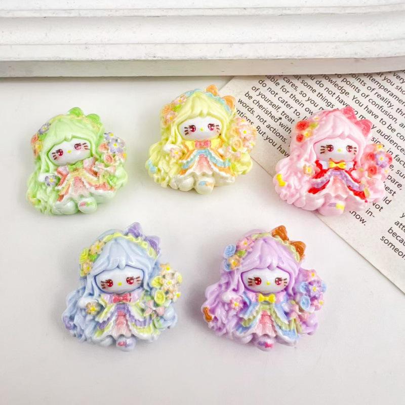 Cartoon Flower Fairy Resin Accessories: DIY Hair Clip & Keychain Trendy Ornament