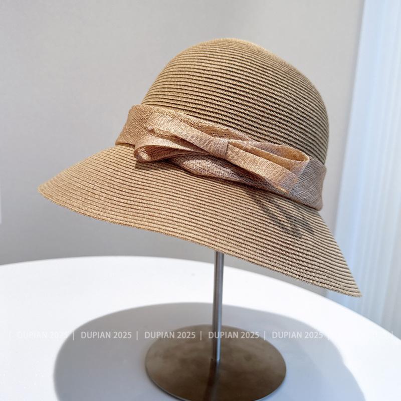Summer Breathable Sombreros Sun Hats for Women Foldable Beach Hat Fisherman's Basin Caps Black Straw Hat Panama Cap