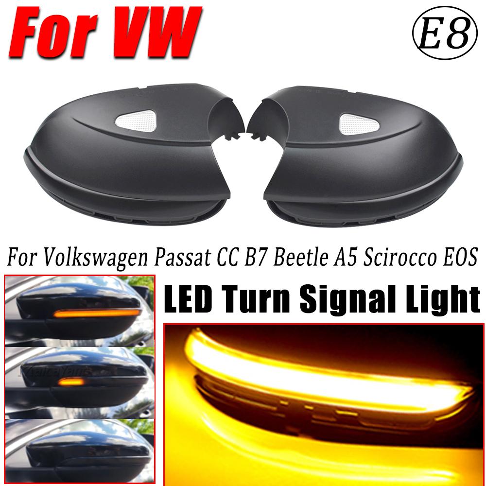 For VW 10-18CC Passat B7 Scirocco 09+ MK3 Dynamic Mirror Indicator Blinker Side LED Turn Signal Light Sequential EOS12-18 Beetle