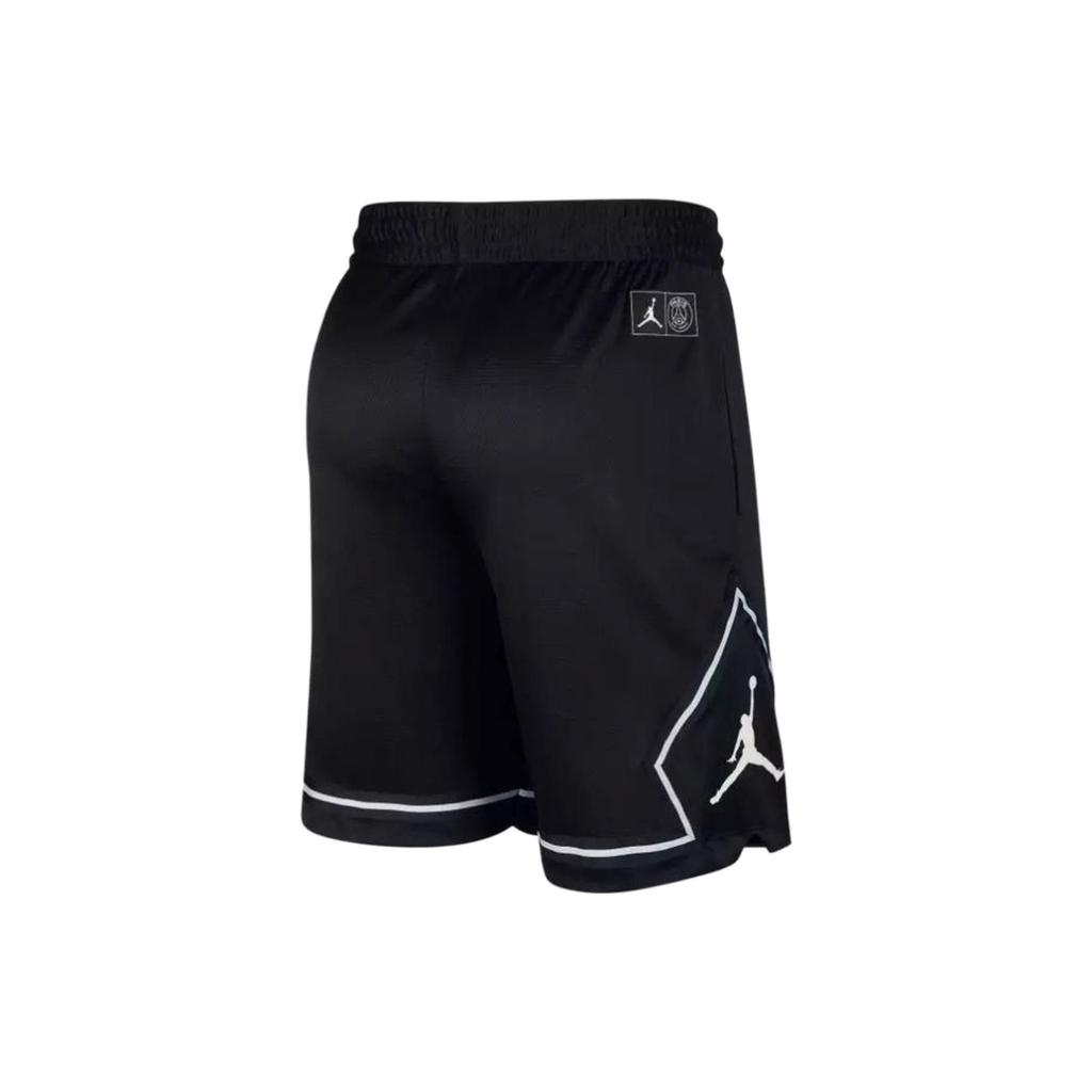 Jordan Paris Saint-Germain Co-Branded Solid Color Elastic Waist Shorts with Logo Print Men Bottoms Black BQ4229-010