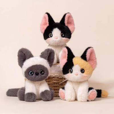 Realistic Cat Doll Siamese Calico Cat Plush Toy Soft Stuffed Animal Cute Desk Buddy And Emotional Support Gift