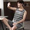 Mens Modal Cool Pajamas Set Summer Round Collar Shorts Modal Nightwear Fashion Gentleman Elegant Sleepwear