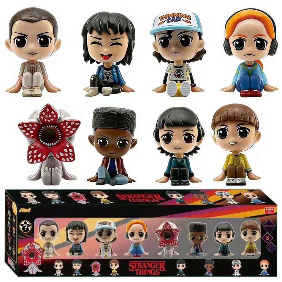 8pc Anime Strangers Things Q-version Sitting posture Figure Jane Ives Will Byers Action Figure desktop statue Toy gift