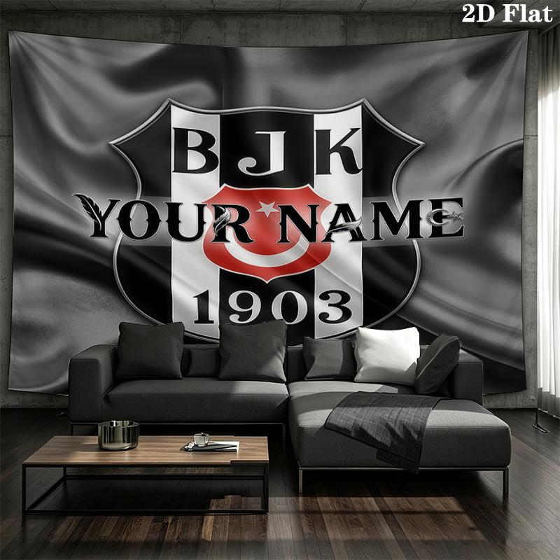 Beşiktaş Jimnastik Kulübü Özel İsimli Duvar Kilim Estetik Duvar Askısı Baskılı Kumaş Battaniye Yatak Odası Oturma Odası Ev Dekorasyonu İçin Dekoratif Kilimler