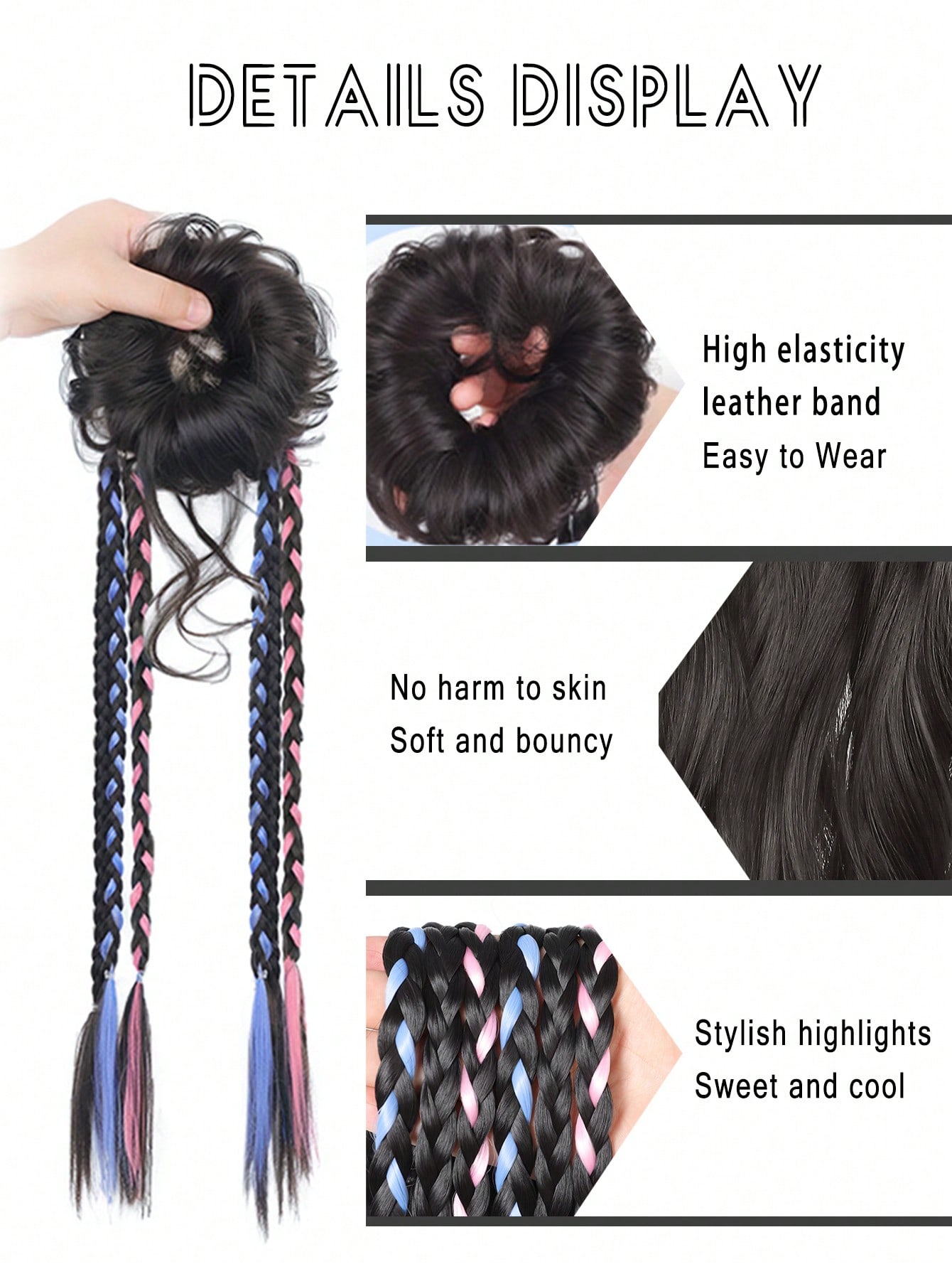 Длинные косички-конские хвостики с резинкой 22 дюйма, блестящие боксерские косички с небрежным пучком для женщин на каждый день 22inch