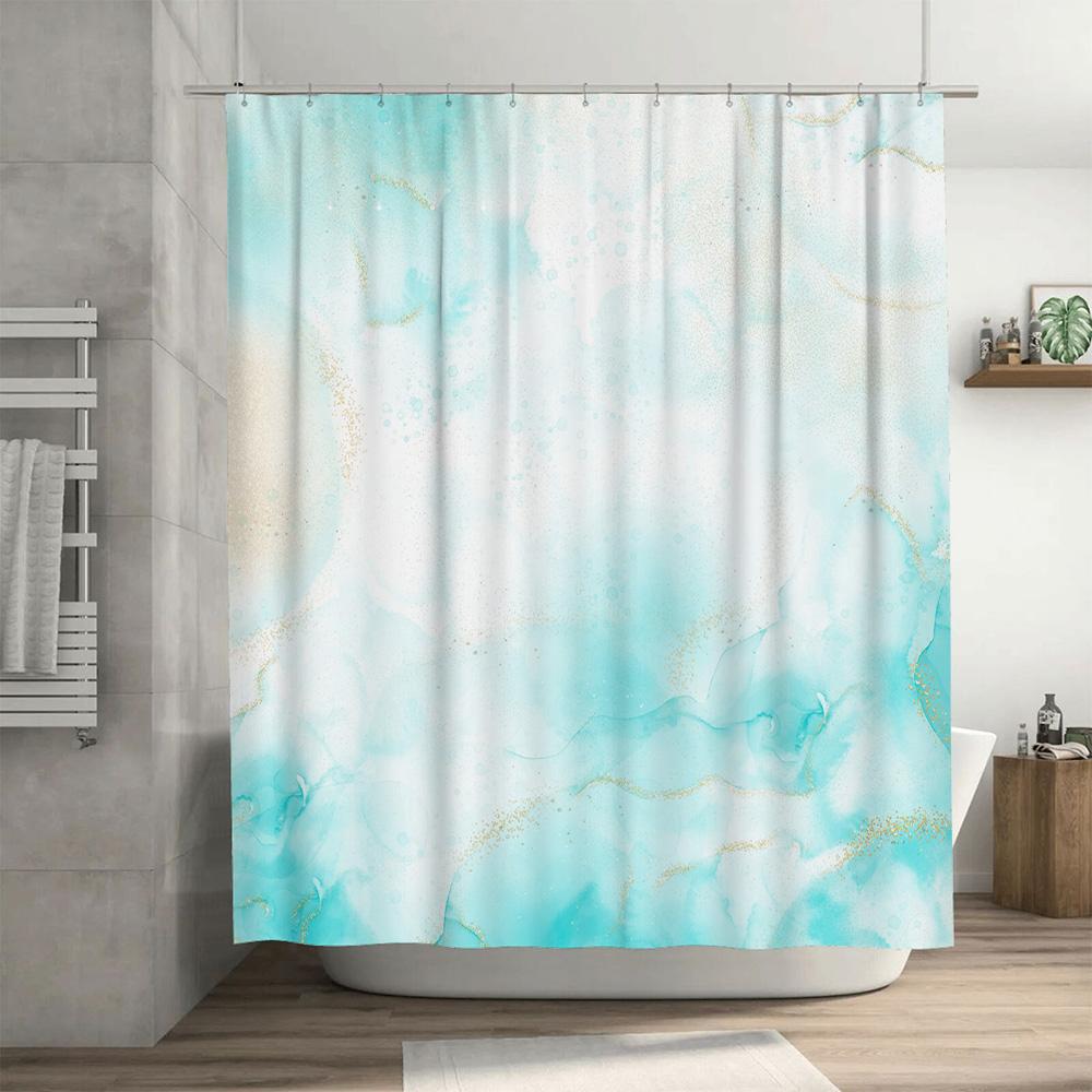 Modern Geometric Shower Curtain With Gold Squares Design Waterproof Fabric Bathroom Decor For Home Use In Multiple Sizes Customi