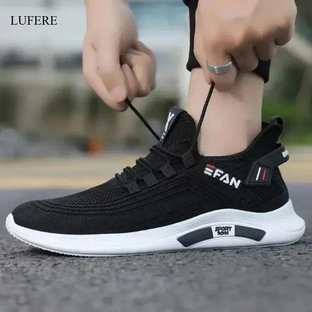 

LUFERE A Spring White Casual Shoes Breathable Non-slip Walking Sneakers Men Shoes Outdoor Comfortable Fashion Lace Up Running 39 білий