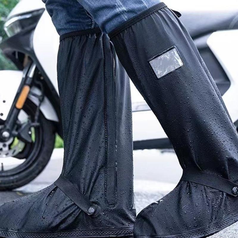 Waterproof Rainproof PVC Boot Shoe Covers Slip Resistant Zippered Galoshes For Hiking Cycling Daily Commuting