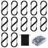 FINGOOO Carabiner S-shaped S5 Set of 12, Small, Sturdy, Ultra