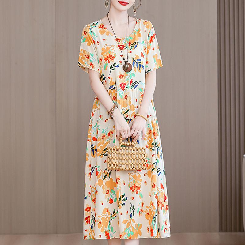 Eleganti abiti da donna estivi larghi a maniche corte taglie forti casual lunghi abiti per le donne abbigliamento vintage