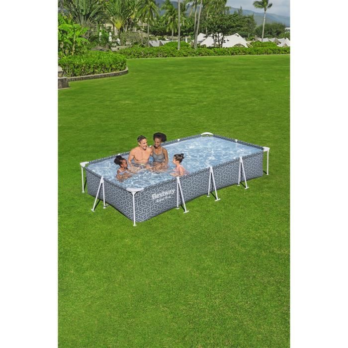 Kit Piscine hors sol tubulaire BESTWAY - Steel Pro™ - 366 x 201 x 66 cm - Rectangulaire (Inclus épurateur à Cartouche)