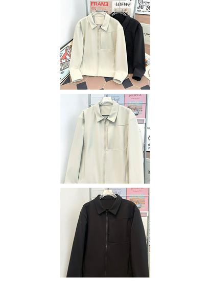 American Style Spring/Autumn Breathable Casual Jacket - Pure Color, Long-Sleeved, Loose Fit Fashion Top