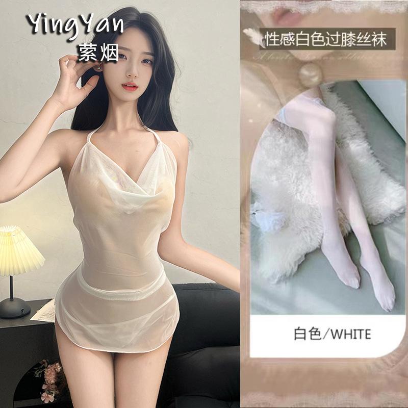 Sex underwear new high-end pajamas sexy pure wind ice silk mesh nightdress hot perspective suspender uniform