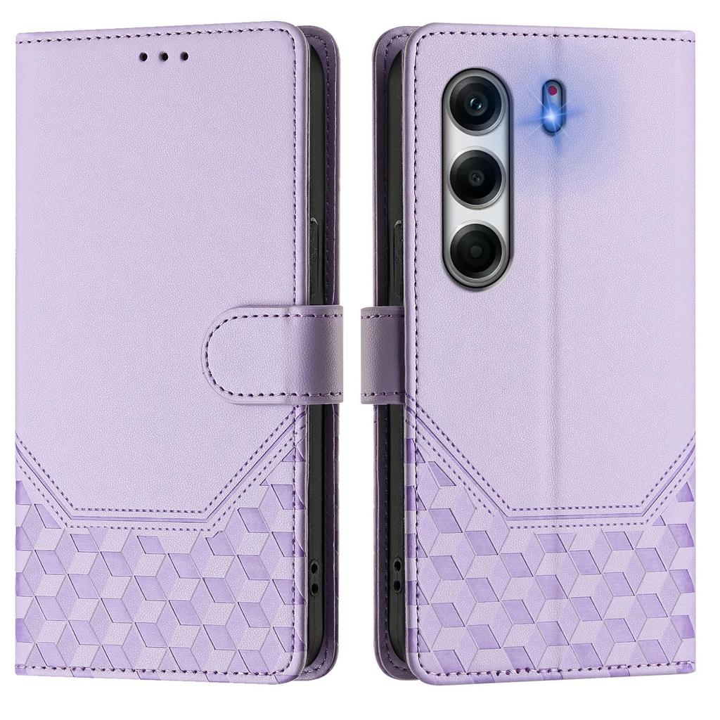 For TECNO Camon 40 Pro 4G Case Imprinted Honeycomb RFID Blocking Leather Phone Cover with Strap