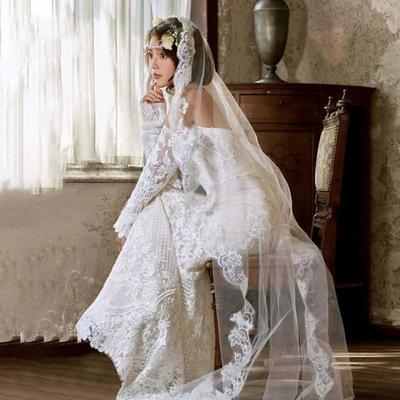 Lace Flower Bridal Veil Long Bride Head Gauze New Wedding Veils  Wedding Accessories