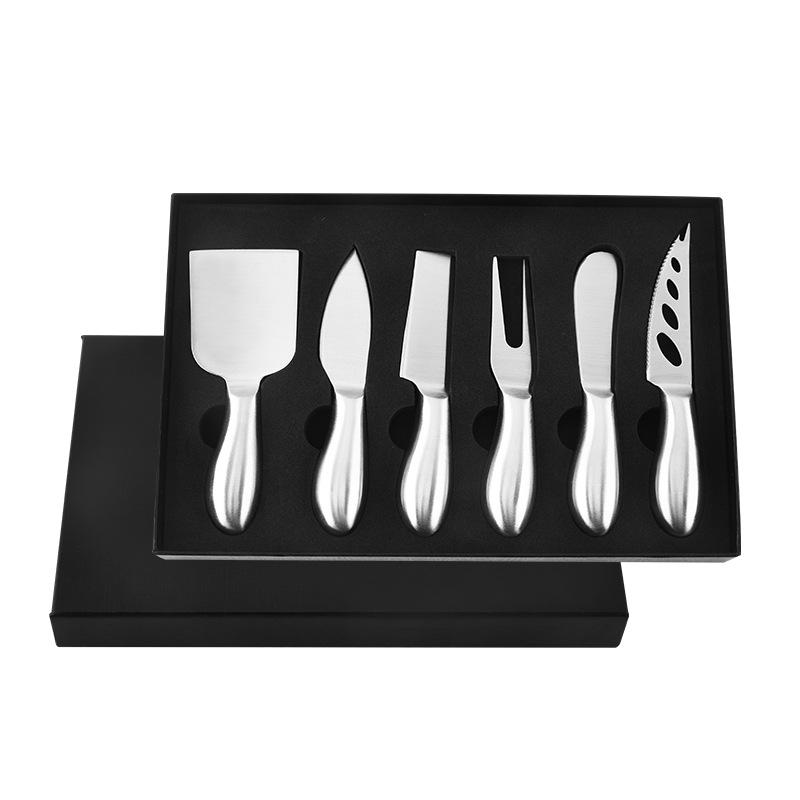 All-Stainless Steel Cheese Knife Set: Hollow Handle with Butter Knife, Pizza Knife, Cheese Fork, Cheesecake Knife and Fork.