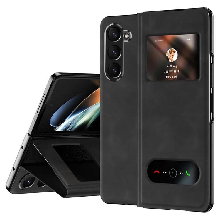 

For Samsung Galaxy Z Fold6 5G Case Skin-Touch PU Leather View Window Phone Cover