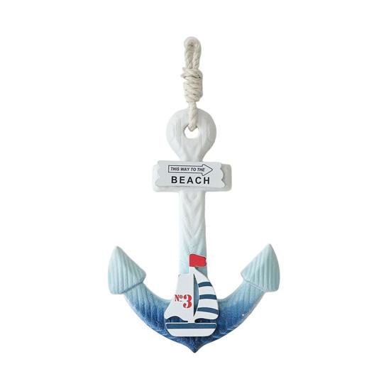 

Boat Hook with Lanyard Solid Wood Handmade Blue White Gradient Coastal Decor Symbol Good Luck Boat Hook S