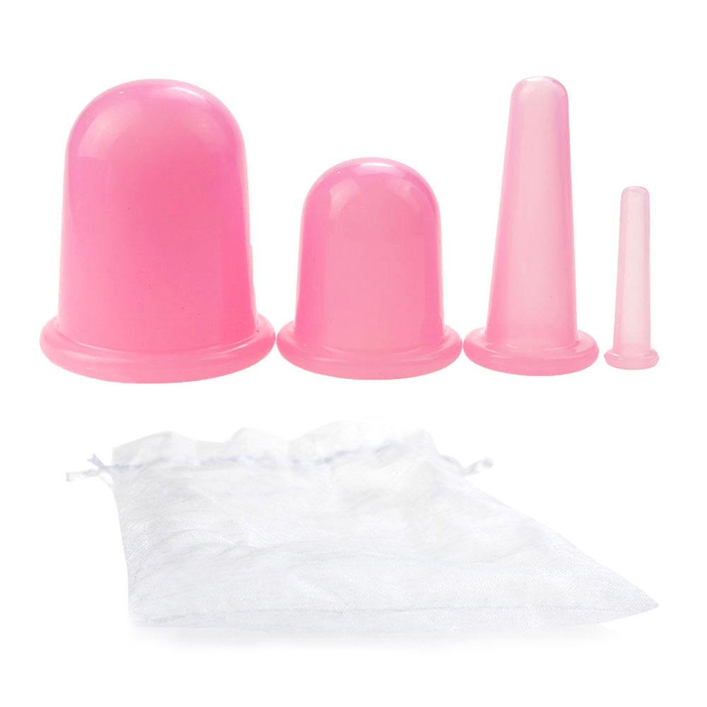 4-teiliges Silikon-Vakuum-Schröpfset, Schröpfgläser, Dosen, Saugnapftherapie, Rücken- und Körperentgiftungsmassage, Anti-Cellulite