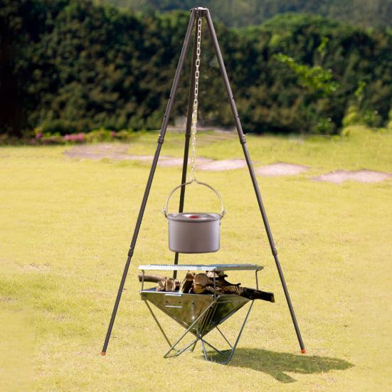 Bonfire Tripod Anti Slip Rust-proof Camping Cooking Tool Campfire Cooking Dutch Oven Tripod