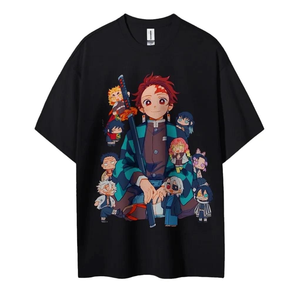 Hot Sale Demon Slayer Japanese Hot-blooded Anime Classic Loose Casual Oversized Short-sleeved Comfortable Soft Cotton Summer New Tee Oversized Top