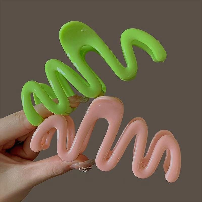 

Dopamine Wave Hair Clip - Fashionable Wave Design - Vibrant Green and Pink Large Women s Back-of-Head Shark Clip - Elegant and Graceful Shark Clip.