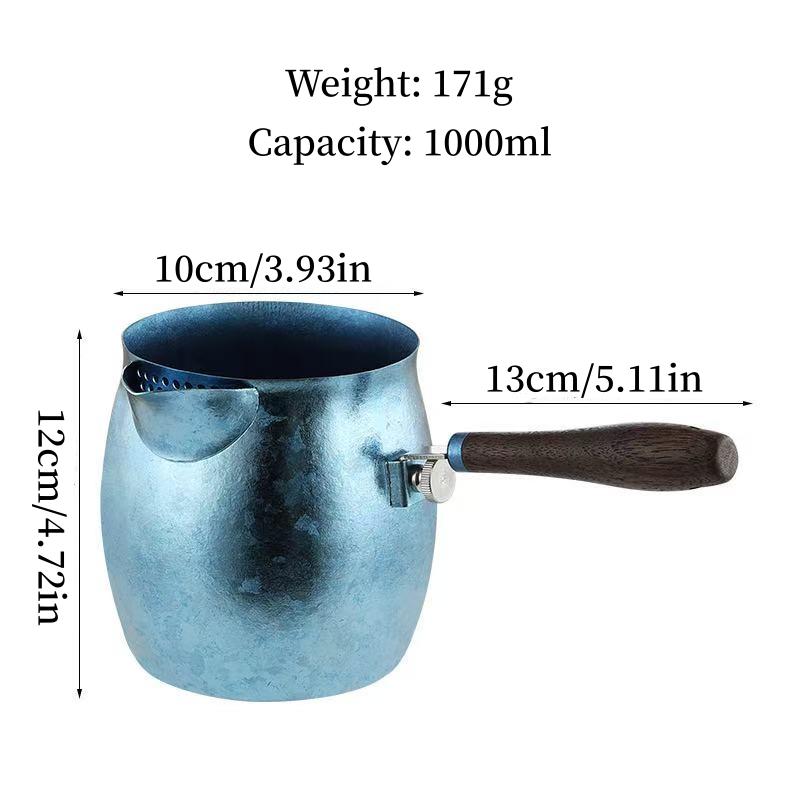 Handcrafted Boiling Pot Pure Titanium Handheld Retro 1 L Coffee Kettle Thickened Handle Home Use Water Offering Kettle Tea Pot