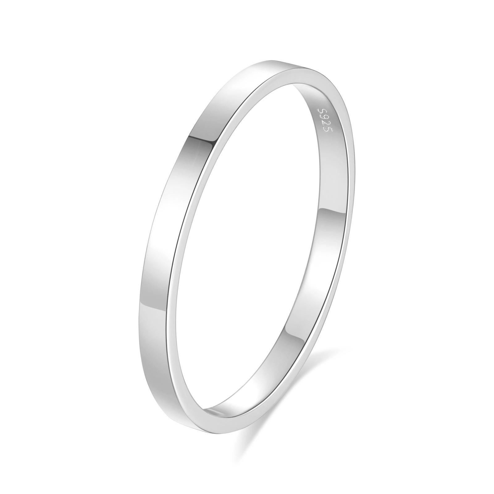 

S925 Pure Silver Layered Wedding Ring for Ladies, Small Micro-set Cubic Zirconia Stone Bezel Finger Ring, Ring for The Little Finger No. 6